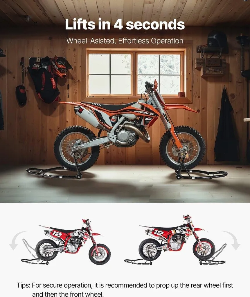 Support de moto avant et arrière Spoolift Paddock de 1100 lb noir