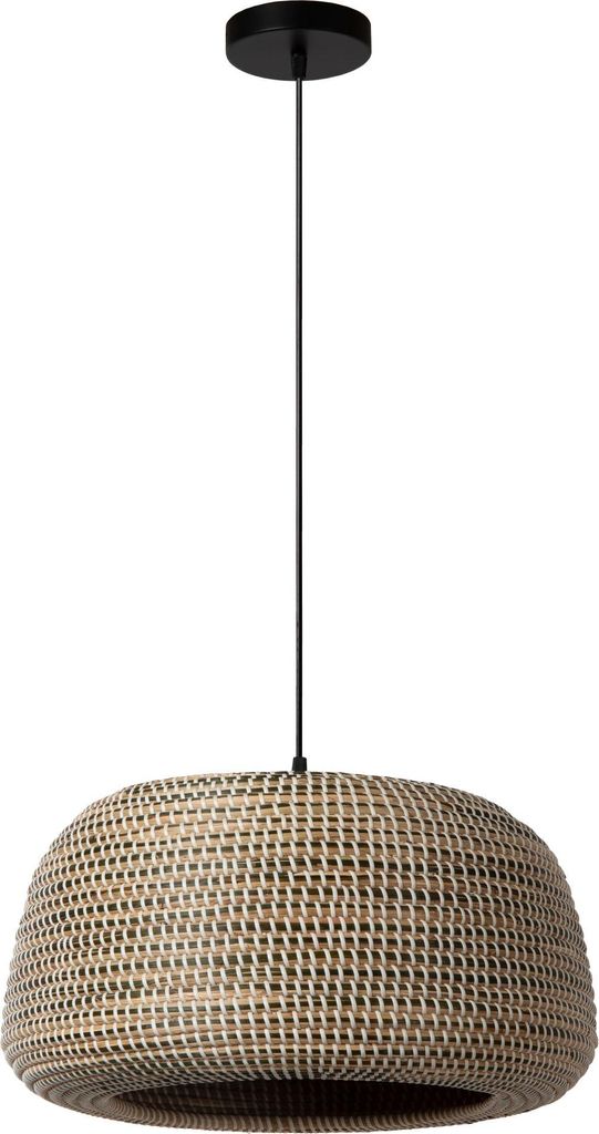 Pendelleuchte Metall rund D: 47 cm H: max. 127.5 cm Schwarz Braun E27 Modern