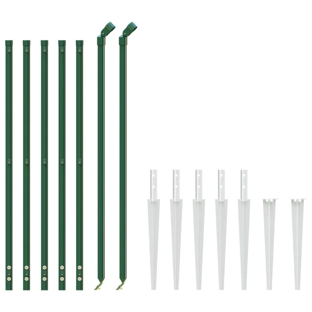 Rete Metallica per Animali e Orto vidaXL 1,1x10 m Verde con Pali - 7