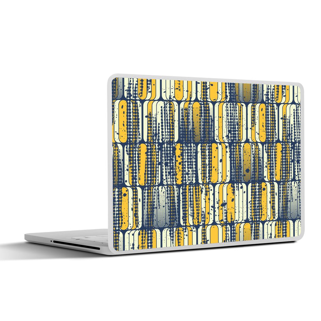MuchoWow Laptop Aufkleber Sticker Cover Sechziger Jahre - Muster - Gelb - Rock 30x22 cm - Laptop-Sticker