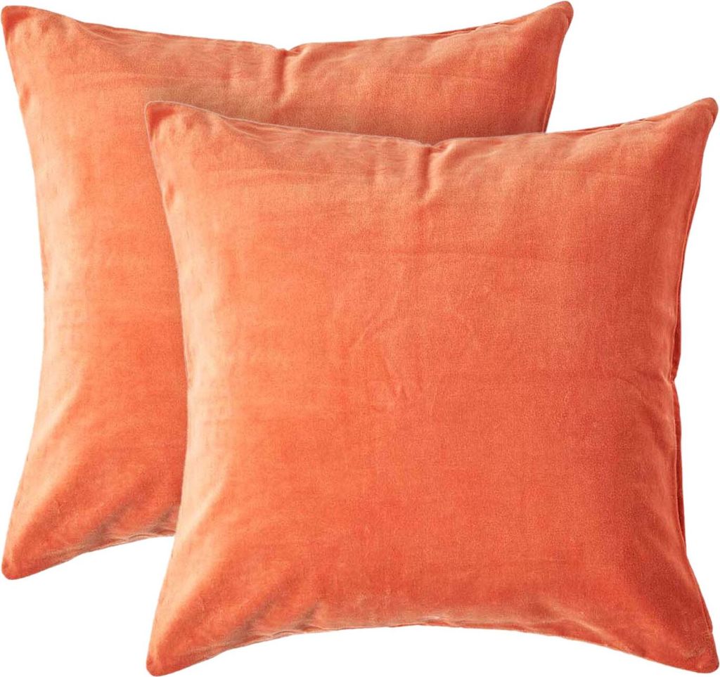 HOMESCAPES Samt-Kissenbezug 2er-Set in Orange, 40 x 40 cm Produktbild 