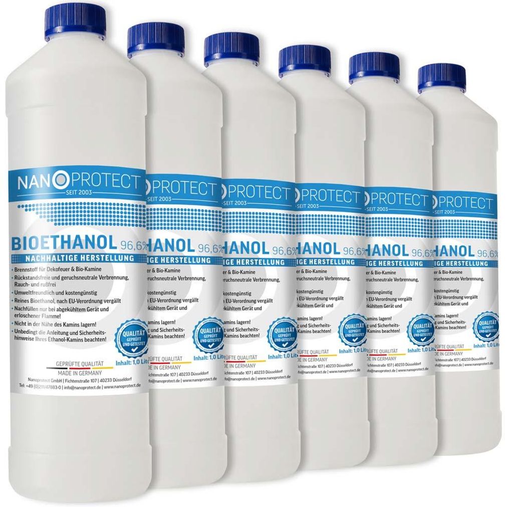 Nanoprotect Bioethanol 96,6% | 6 x 1 Liter | Flüssiger Produktbild 