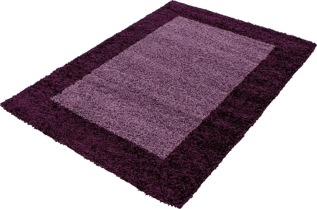 Tapis à Poils Longs Violet 300x400 cm Doux avec Finition Bordure Chic