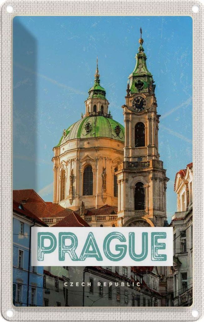 vianmo Blechschild 30x20 cm Prague St. Nikolaus Kirche Kostel Bildmotiv Reisemotiv Abenteuer Reisen Urlaub