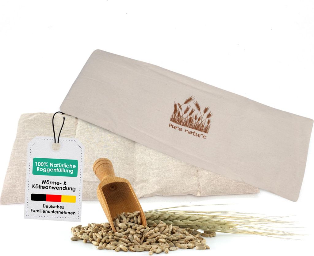 heimtexland ® Roggen Natur Körnerkissen Kälte- und Produktbild 