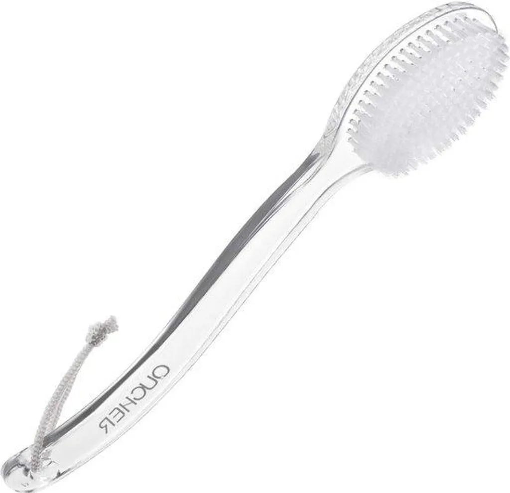 Brosse de dos transparente et inox pour le lavage corporel quotidien