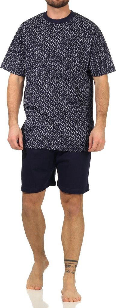 Herren Schlafanzug kurzarm Shorty Pyjama in maritimer Optik - 112 105 10 717 ; navy , 50