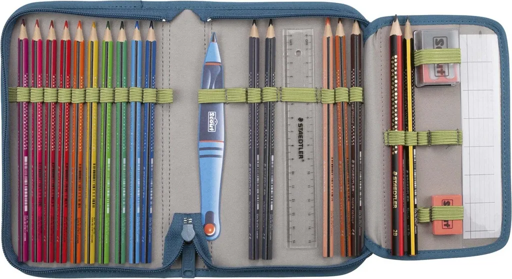 Cartable Scout Basic Micro Action gris-vert avec kit scolaire 4 pièces - 9