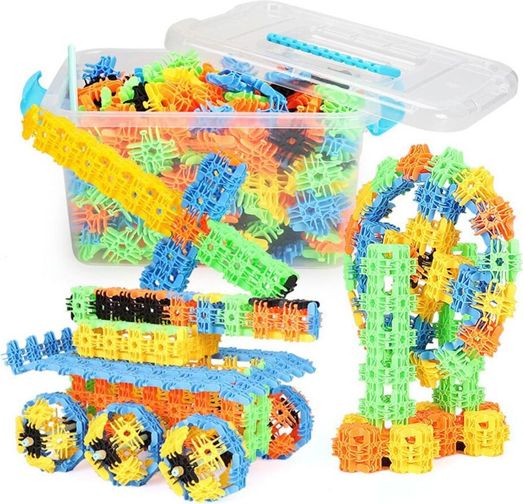 Kinderspielzeug, Lernspielzeug, Bausteine, Schneeflocken-Set, ineinandergreifend, ungiftiger Kunststoff, 120 Teile, mehrfarbig, für Kinder