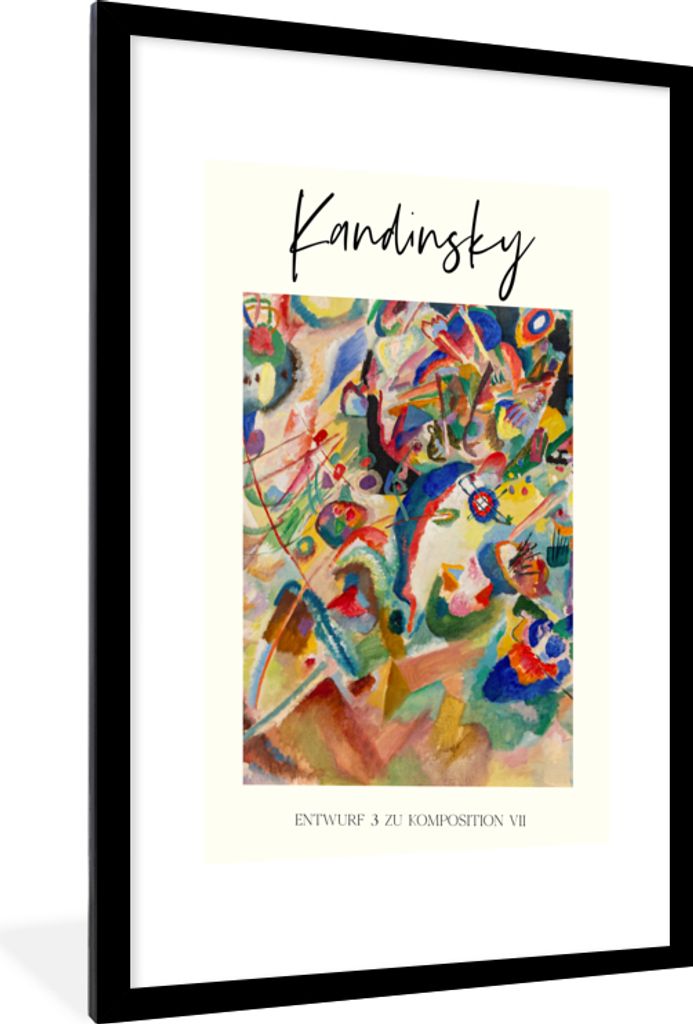 MuchoWow Gerahmtes Poster Malerei - Wassily Kandinsky - Alte Meister 60x90 cm - Poster mit Schwarzem Bilderrahmen Wandposter Rahmen Foto Bilder -...