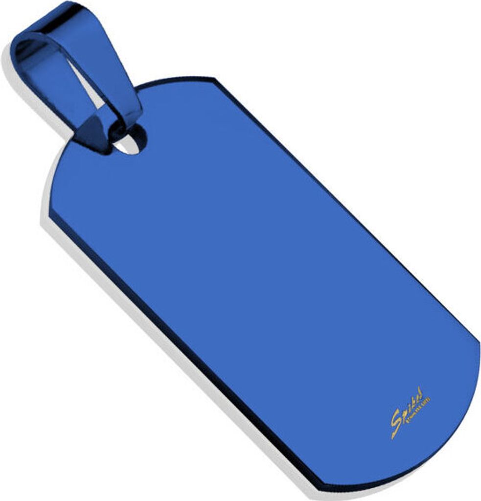 Anhänger kleines Dog Tag blau aus Edelstahl Uni