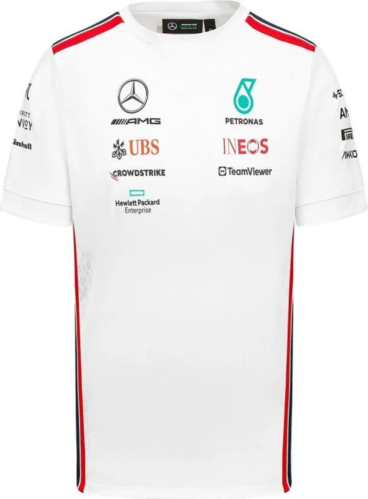 T-shirt de Sport Mercedes AMG PETRONAS Blanc en Coton Premium pour Fan