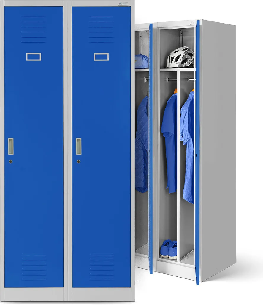 Armoire de bureau métallique à 2 compartiments et portes battantes gris