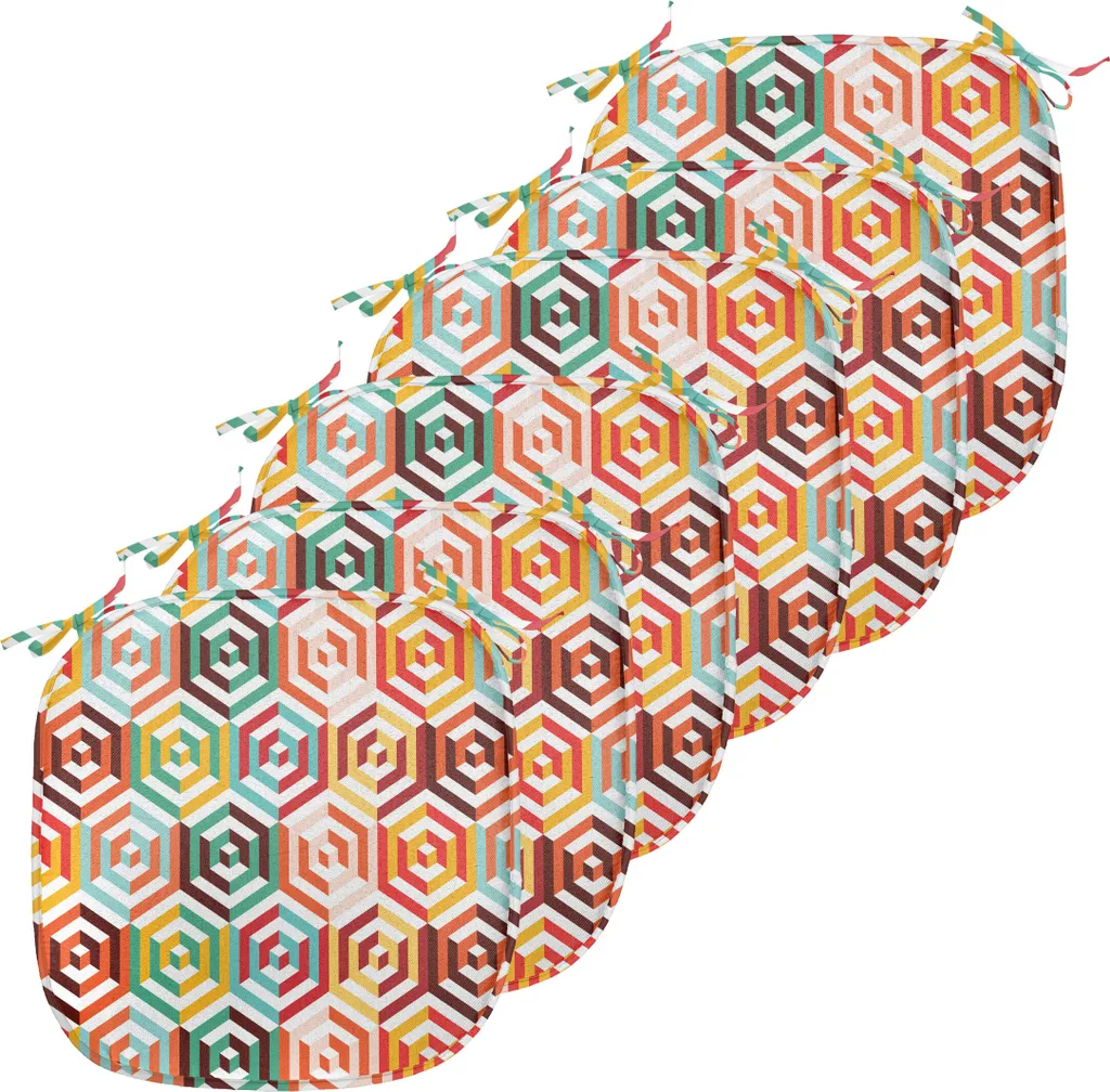 Coussins de Siège Décoratifs avec Attaches Motif Rétro Géométrique