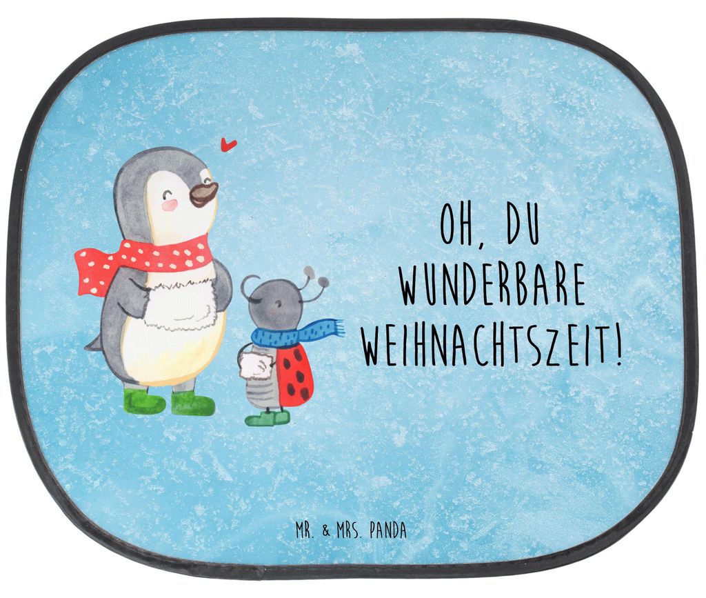 Mr. & Mrs. Panda Sonnenschutz Auto Smörle Winterzeit - Eisblau - Geschenk, Weihnachten Grüße, Sonnenblende, Weihnachtsgruß, Pkw, Weihnachtszeit...