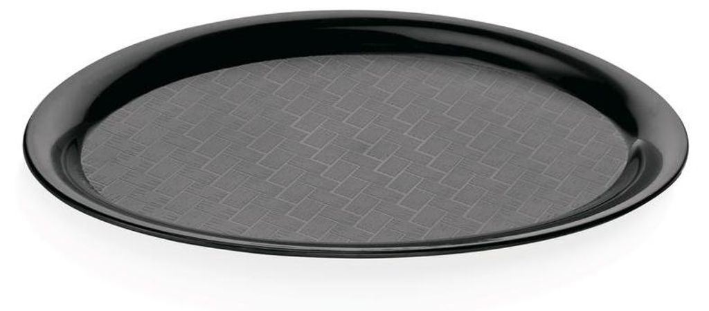 10x Tablett Gastro schwarz oval 29 x 22 cm rutschhemmend PP Produktbild 