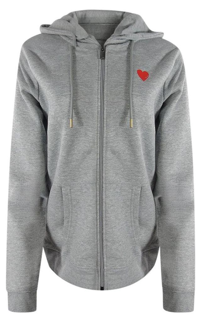 Love Moschino - Hoodie mit durchgehendem Reißverschluss für Damen, Baumwolle SY3994 (L) (Grau/Rot)