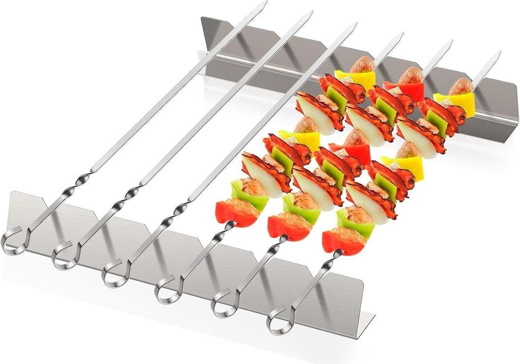 Grillspieße und Schaschlikspieße Edelstahl Set 6 Lange Produktbild 