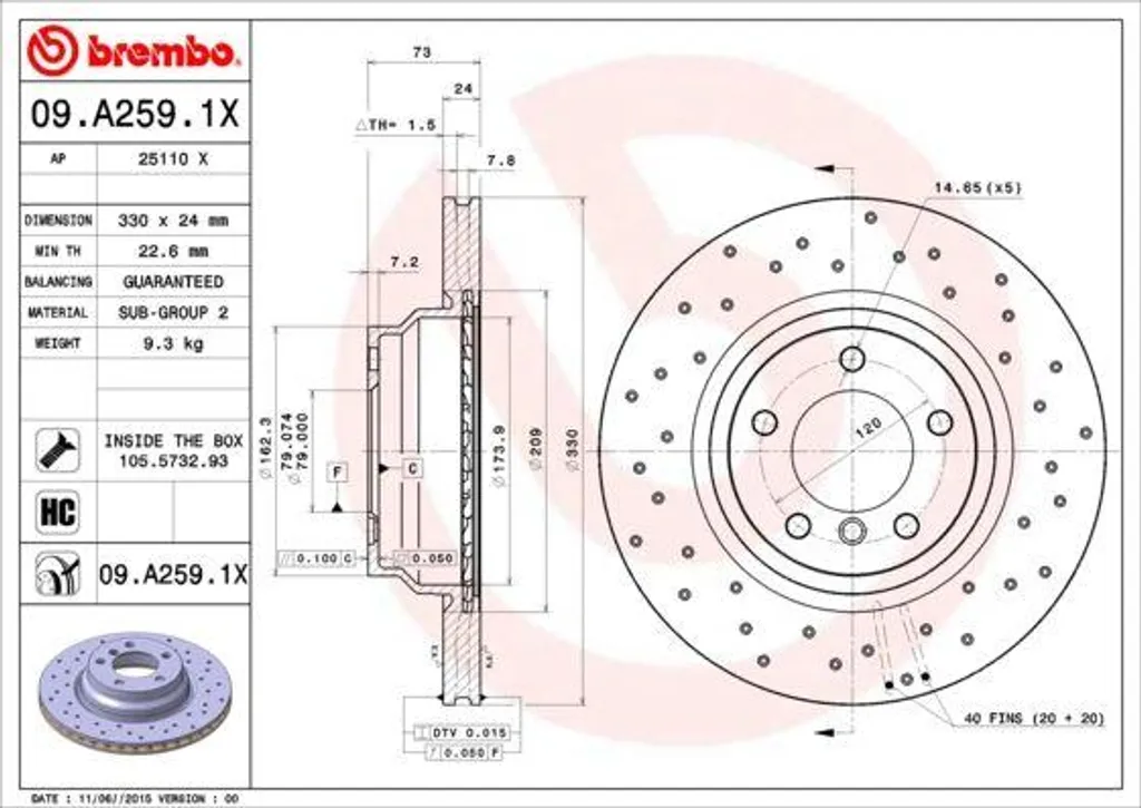 Disque de Frein Brembo 09.A259.1X : Stop aux Vibrations sur BMW Série 3