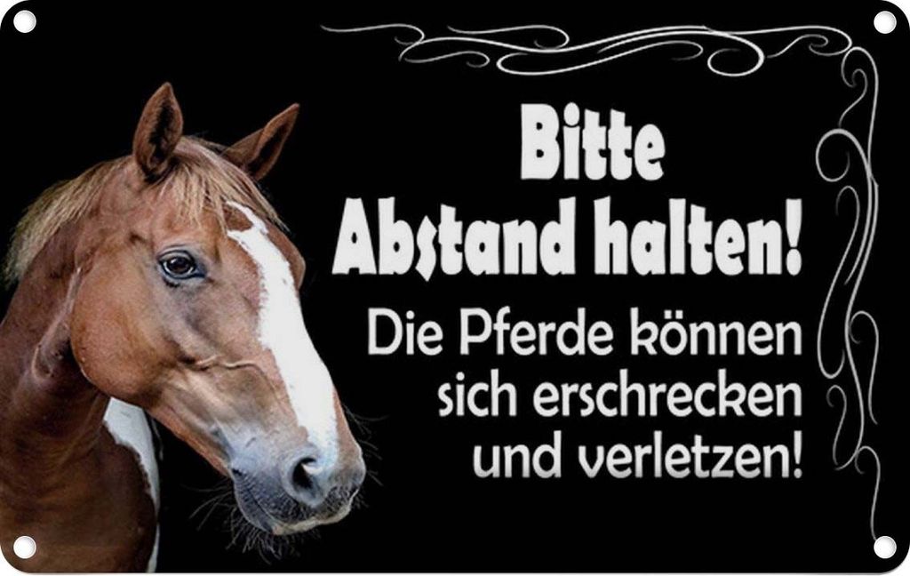 vianmo Blechschild 20x30 cm bitte Abstand halten Pferde Warnschild Hinweisschild Sicherheit Vorsicht