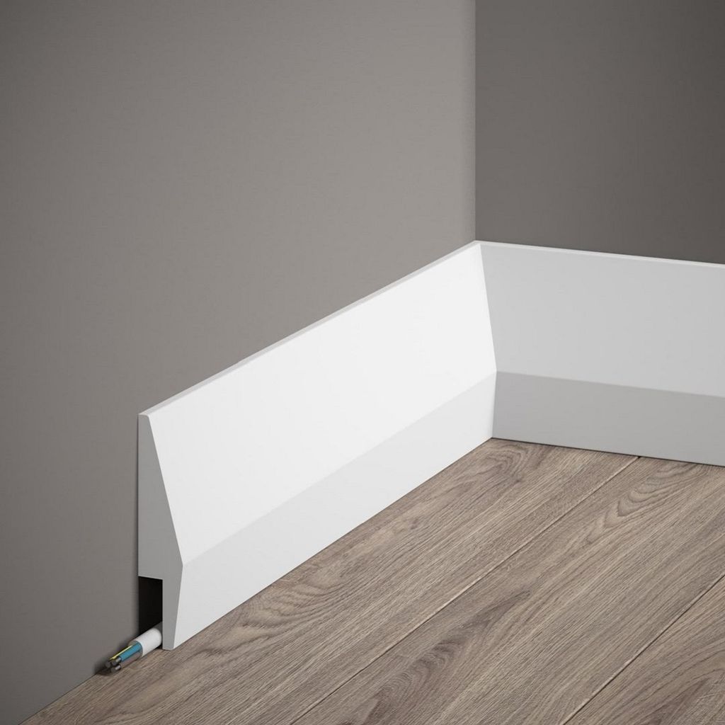 PROVISTON | Sockelleiste | 23 x 100 x 2000 mm | Satin Weiß | Fußleiste | Mit Kabelkanal | Klassisch | Hochwertig | Robust | Langlebig | 1 Stück