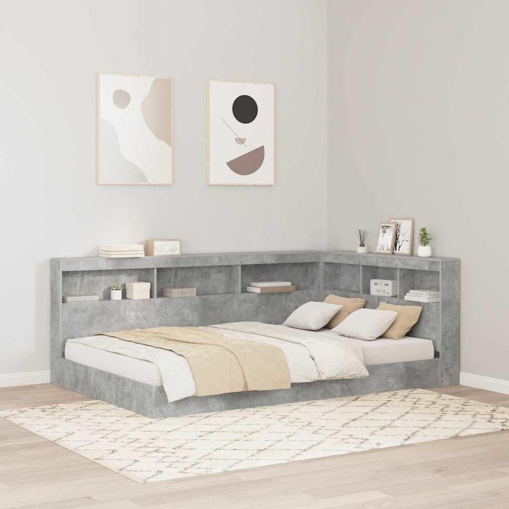Möbel Stauraum-Kopfteil mit Regal mit Kopfteil mit Speicher Betongrau 120 cm Holzwerkstoff - Kopfteile 3335480