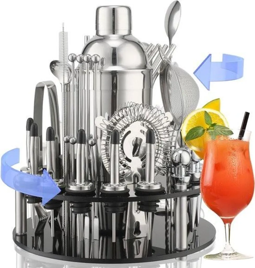 Kit Barman 41 Pezzi Completo - Set Cocktail Shaker in Acciaio Inox