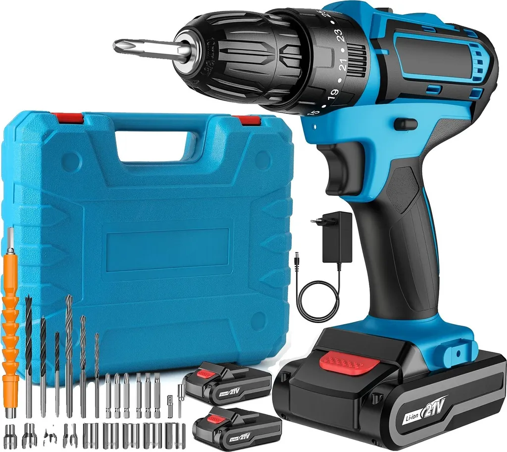 Perceuse Électrique Mandrin Sans Clé Vitesse Variable 2 Batteries 20V