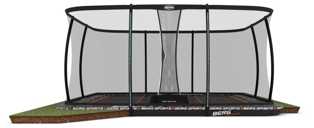 BERG Bodentrampolin Ultim Pro Bouncer FlatGround 5x5 + Sicherheitsnetz XL
