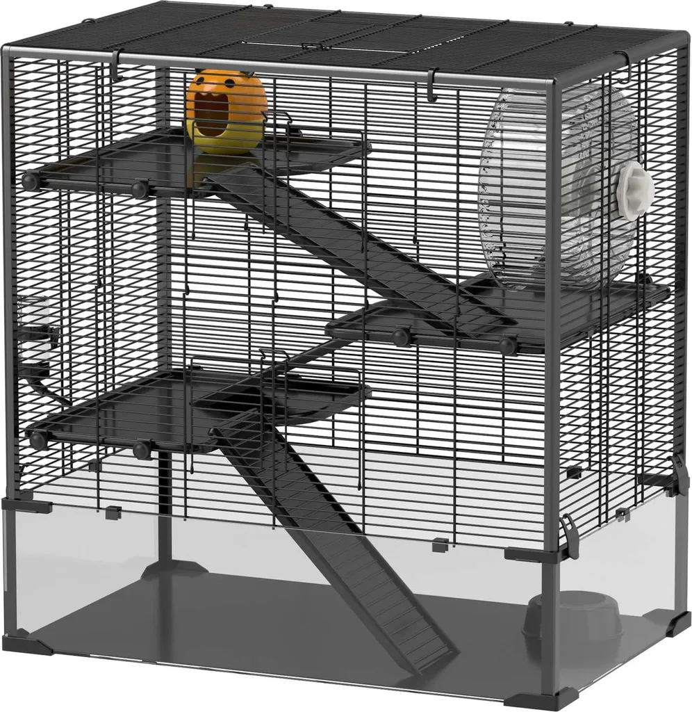 Grande cage à rongeurs multi-étages 80cm avec bac en verre et accessoires