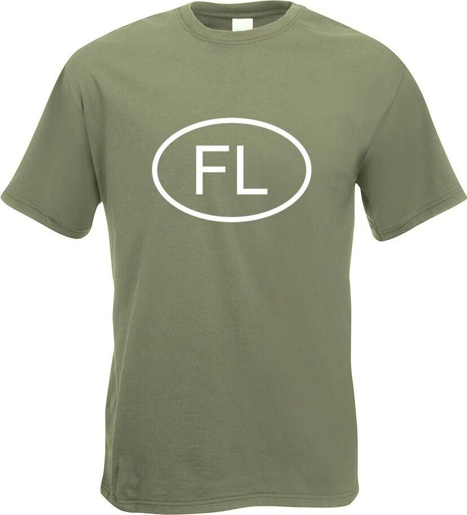 Kiwistar - T-Shirt - Olive - Liechtenstein FL Motiv Bedruckt Funshirt Design Print - mit Motiv Bedruckt - Funshirt Design - Sport - Freizeit - Herr...