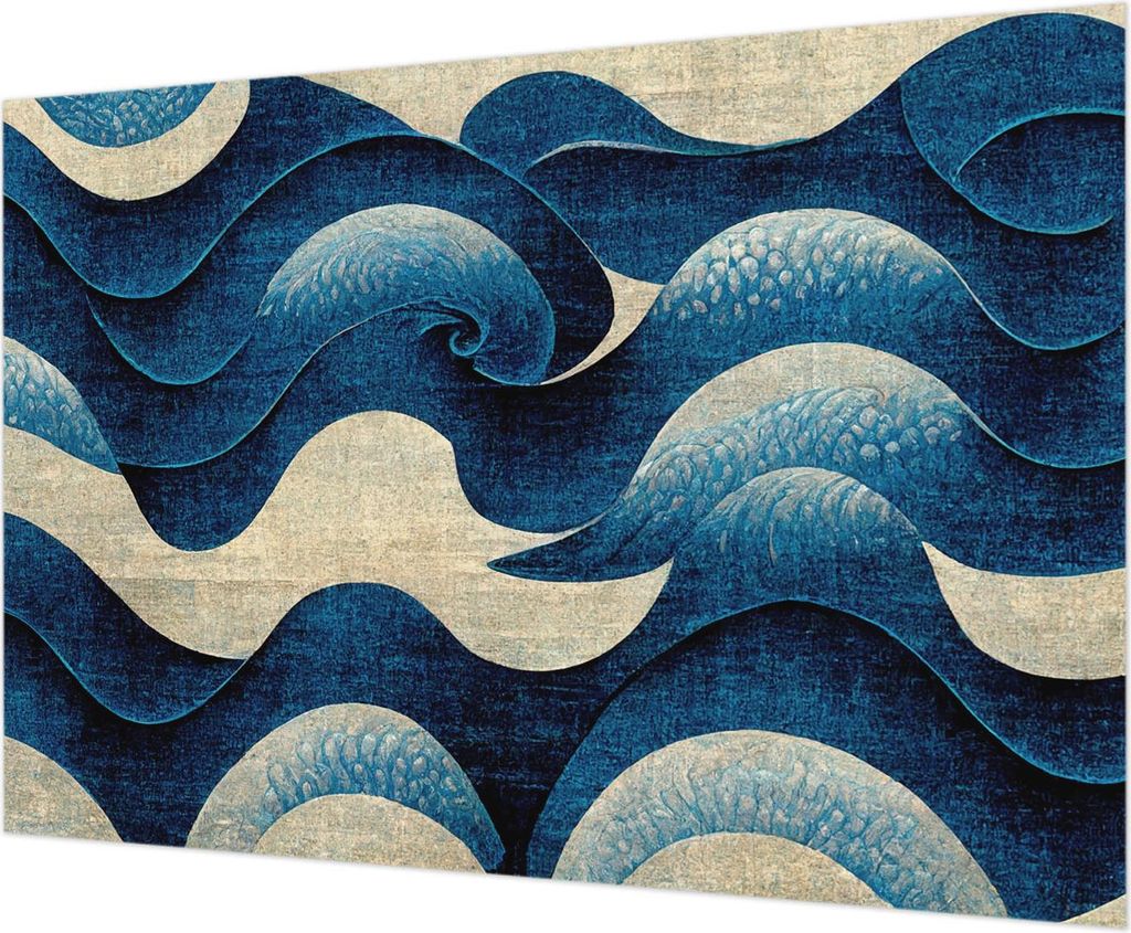 Wandtapete - Dekorative Tapete für Wohnzimmer - Tapetenfolie für Wanddekoration - 208x146 cm - Blaue Wellen