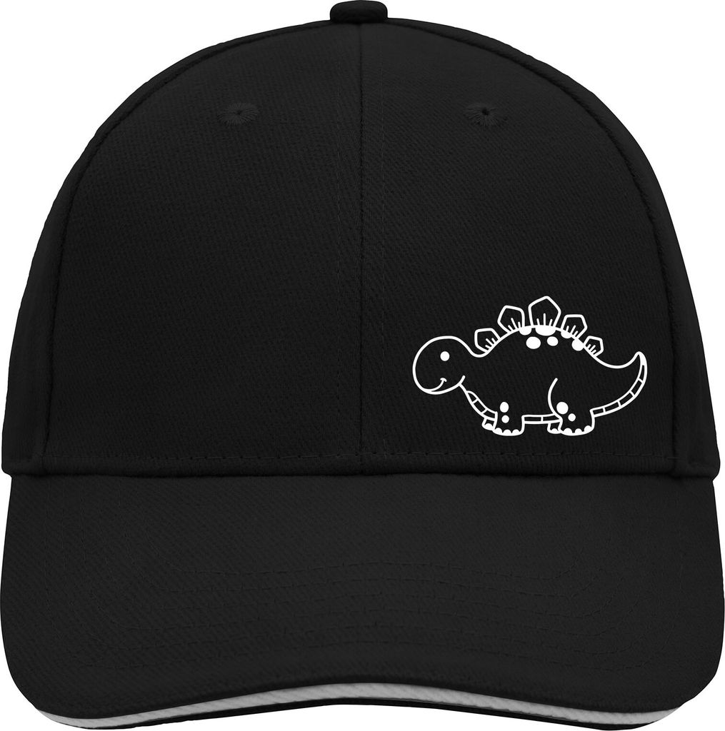 Huuraa Cappy Mütze Stegosaurus Dinosaurier Black/Light Grey Baumwolle 6-Panel Kappe Geschenkidee