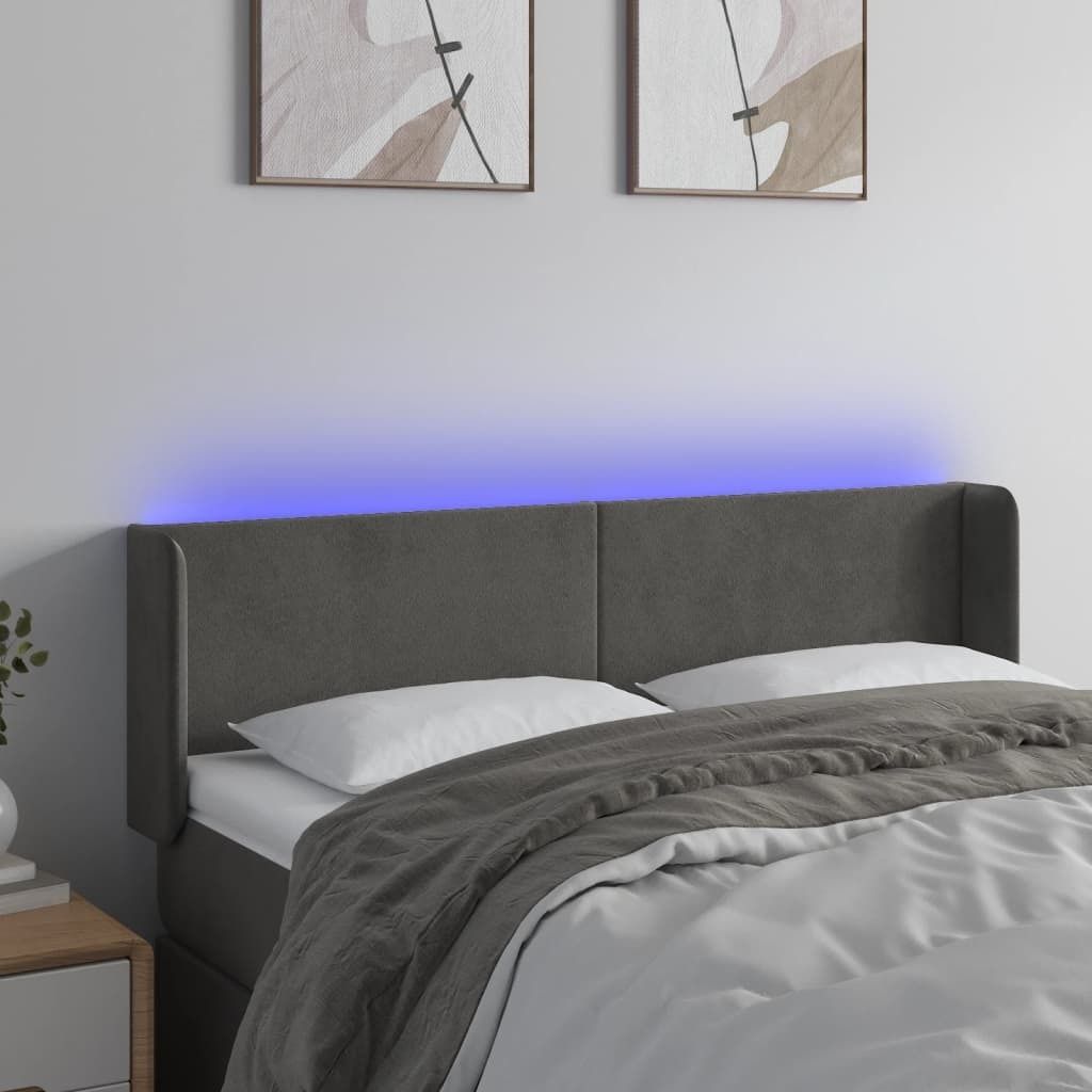 LED Kopfteil Dunkelgrau 147x16x78/88 cm Samt , Kopfteile Design 2024