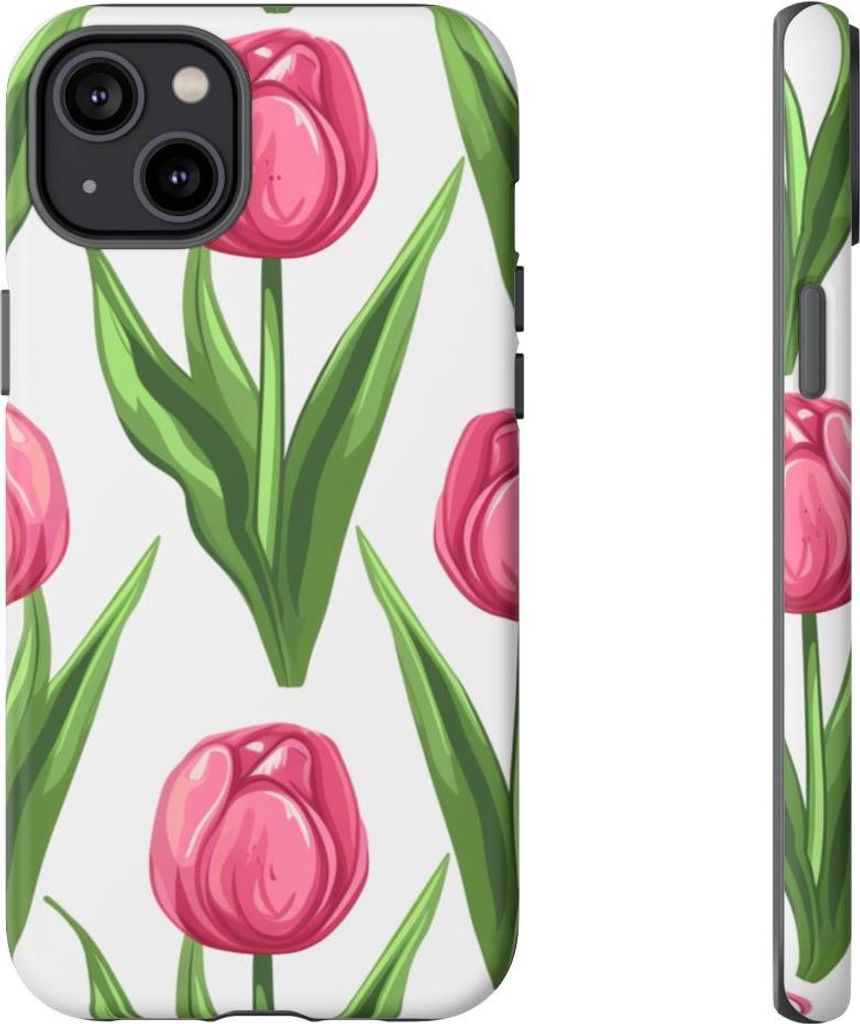 Zartes Tulpenmuster in Rosa – Hülle Kompatibel mit iPhone 14 Plus