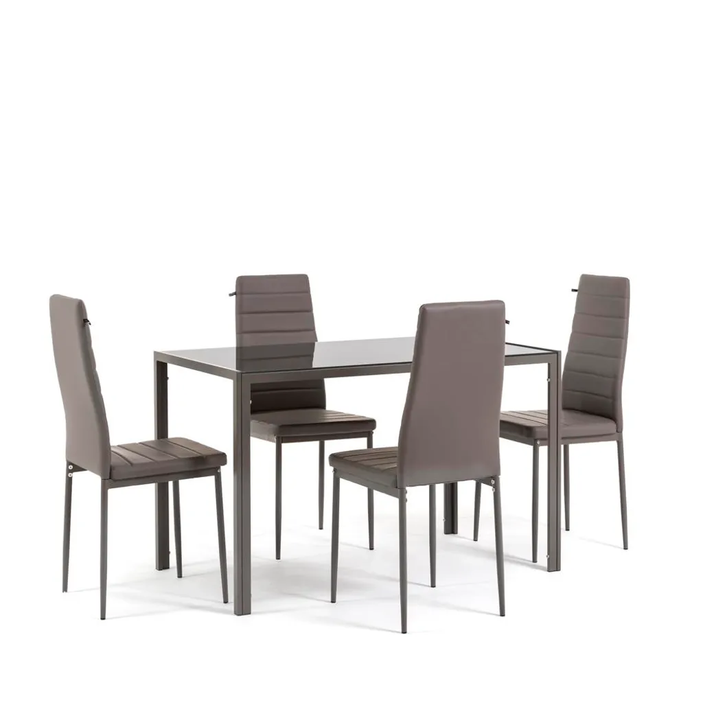 Table et 4 Chaises Faciles d'Entretien pour Salle à Manger Moderne