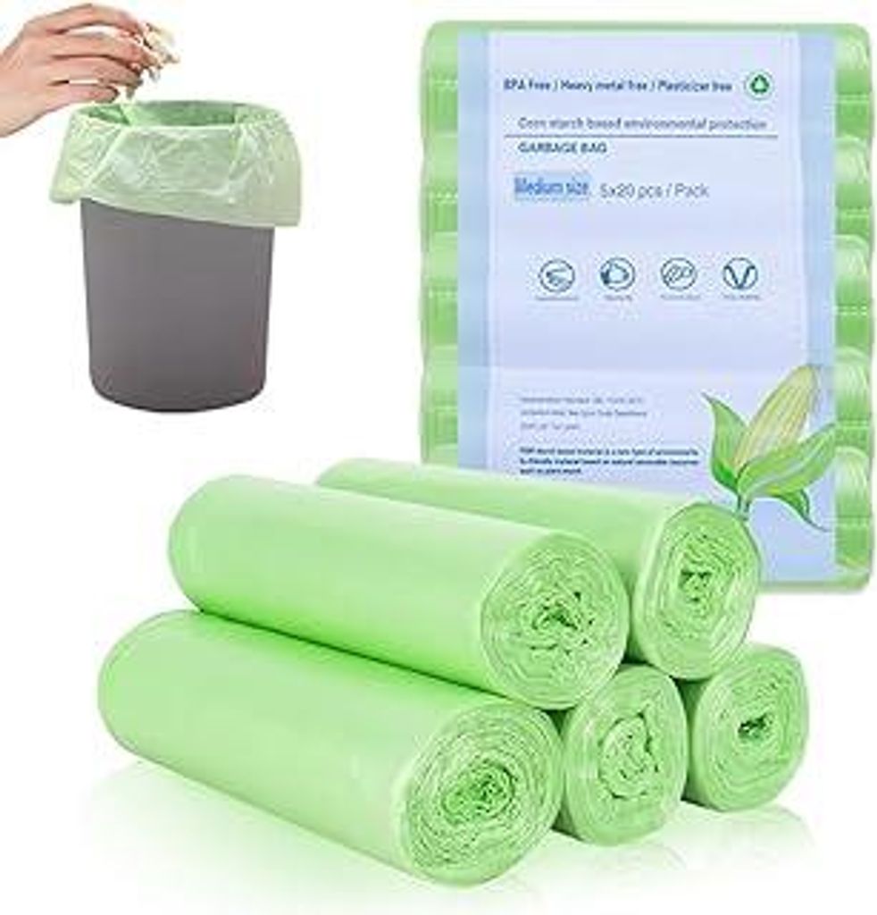 Müllbeutel, Biomülltüten Kompostierbare Müllbeutel Müllsack Biologisch Abfallsäcke für Küche Büro Wohnzimmer (60x50cm / 100pcs)