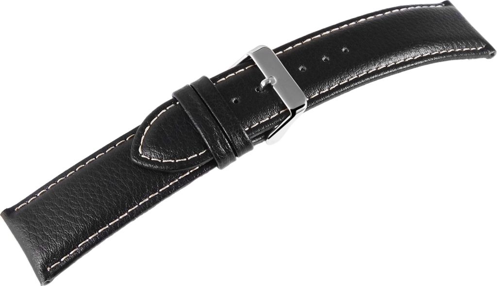 Basic Echtleder Armband in schwarz genarbt gepolstert