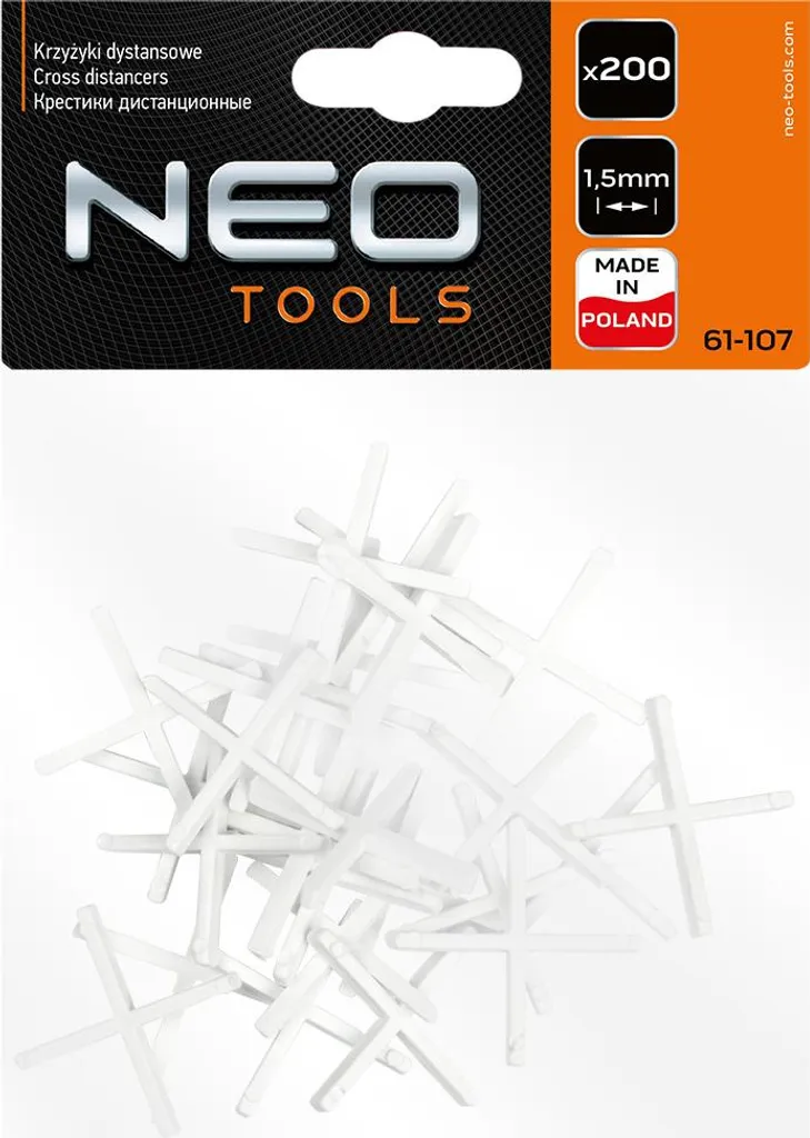 Distanziatori NEO TOOLS 1,5 mm | 200 Pezzi | Posa Piastrelle di Precisione - 10