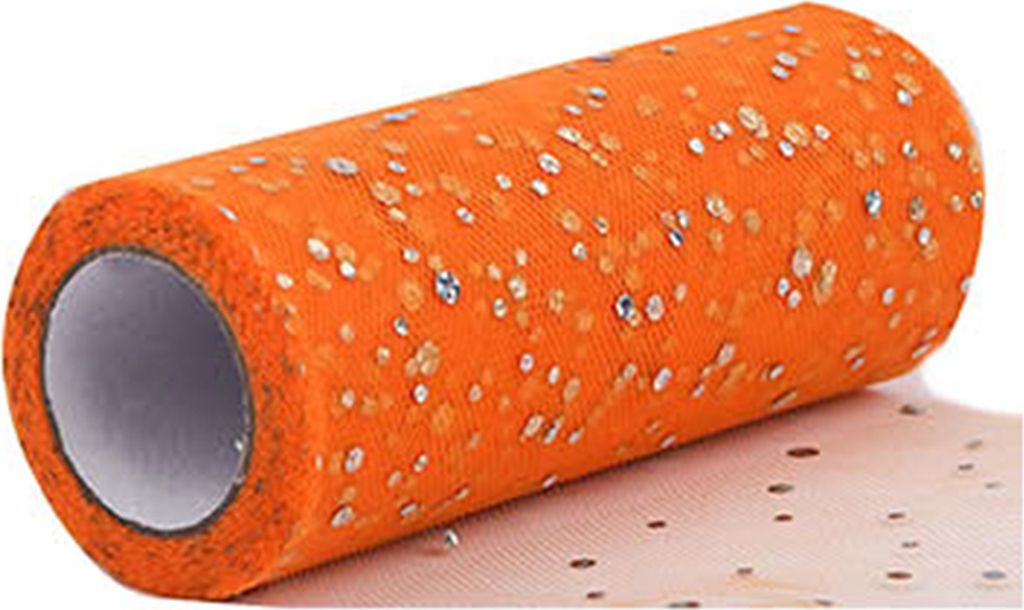 1 Roll Glitter Trimming Tüll Roll ohne Geruchsnetz Garnkranz Dekorationen Sheer Ribbon für Innenräume-Orange