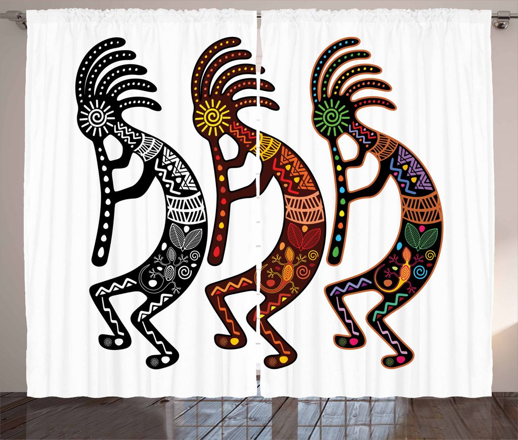 ABAKUHAUS südwestlich Rustikaler Vorhang, East Art, Wohnzimmer Universalband Gardinen mit Schlaufen und Haken, 280 x 245 cm, Mehrfarbig