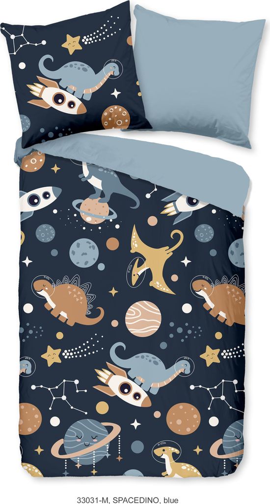 Duvet cover Pure 135x200 + 1* 80x80 cm - dinosaurs in space