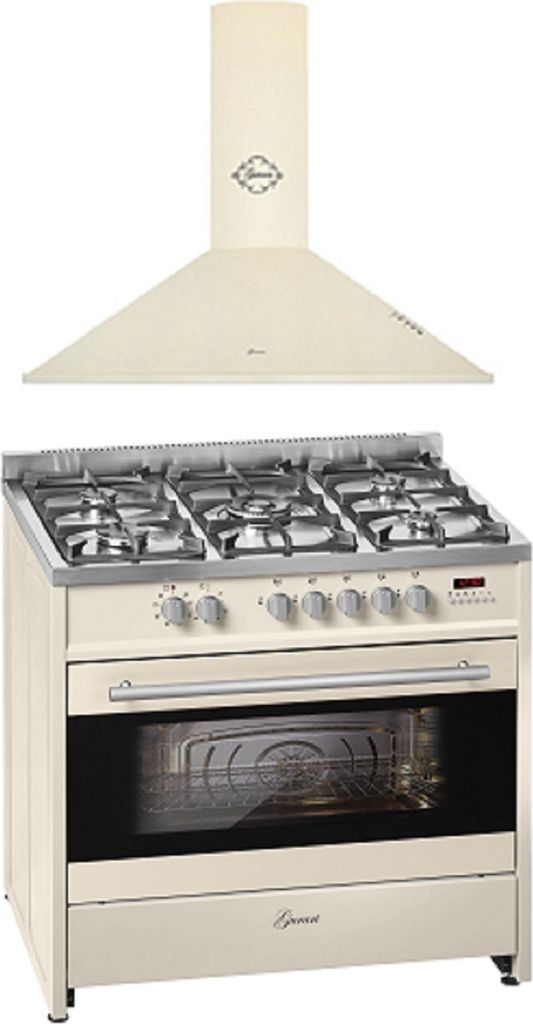 Gurari GCH E 911 Cr Gas Elektro Standherd 90 cm+GCH C 046 BG 9 Dunstabzugshaube 90 cm