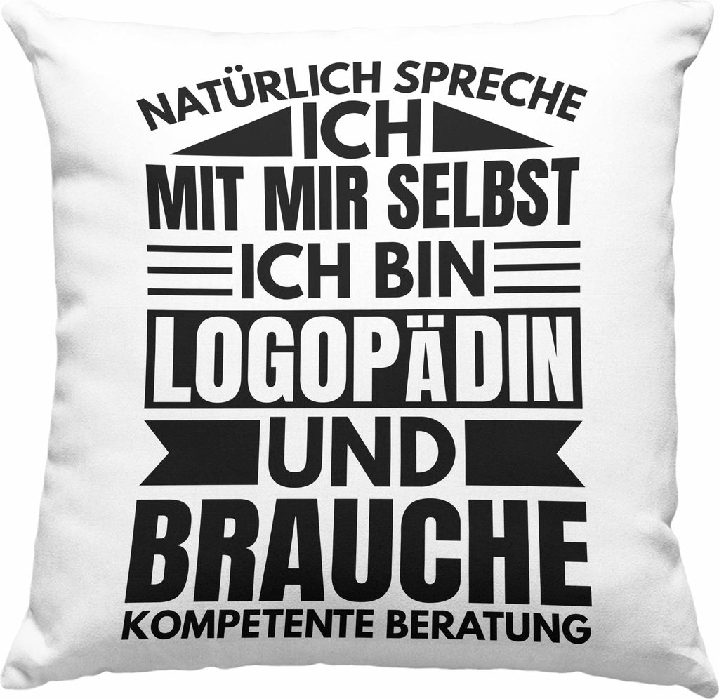 Trendation - Logopädin Kompetente Beratung Deko-Kissen mit Füllung 40x40 Geschenk Logopädie Logopäde (Rosa)