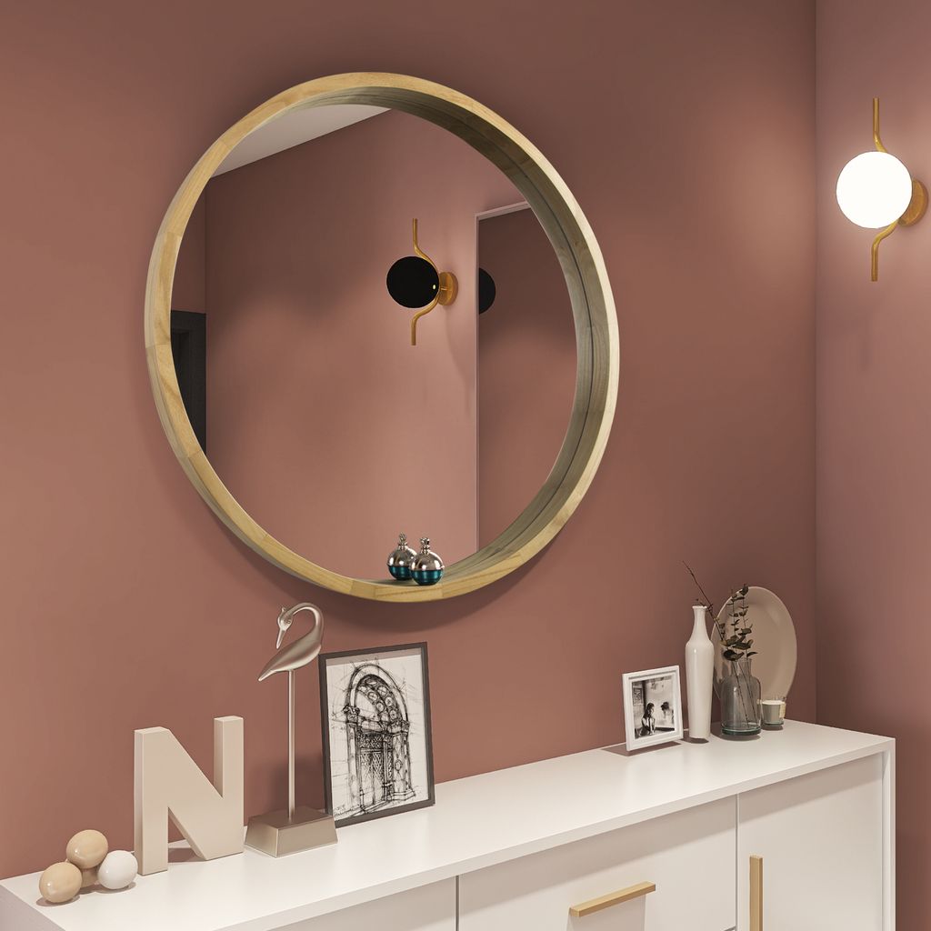 badspiegel Ø 76.5cm, spiegel mit holzrahmen, | kaufland.de