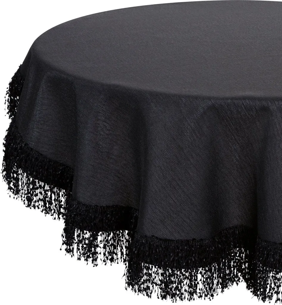 Tovaglia Rotonda JASPER Nero 150cm Eurofirany | Lusso con Frange