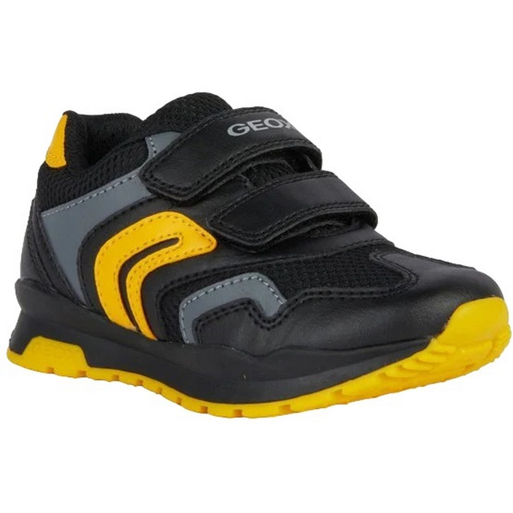 Geox - Kinder Sneaker "Pavel", Leder FS8499 (34,5 EU) (Schwarz/Gelb)