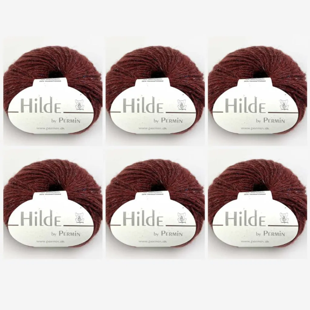 Fil tweed 50g Hilde by Permin couleur rouille - 6 pelotes mélange alpaga