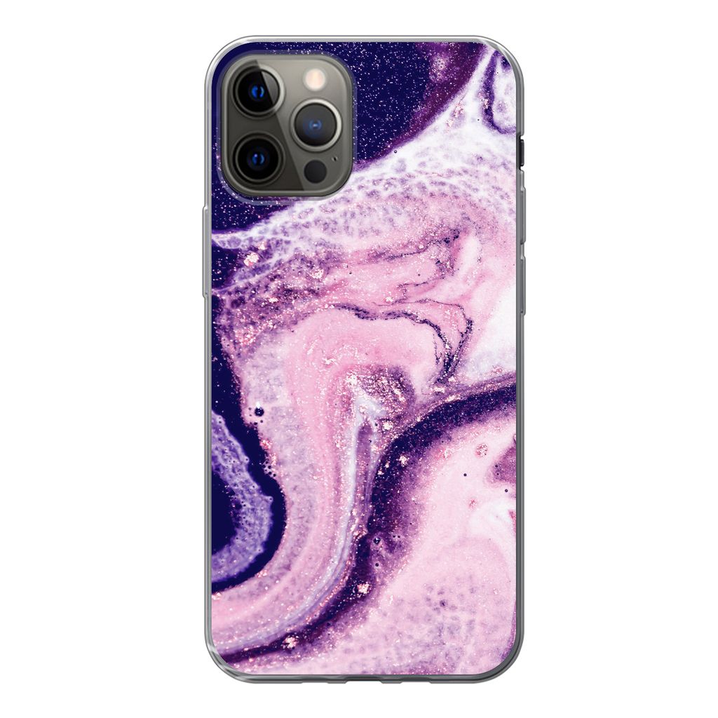 MuchoWow Handyhülle Schutzhülle Hülle für iPhone 13 Pro Marmor - Glitzer - Chic Silikon Softcase Handy Hülle - Handy-Tasche