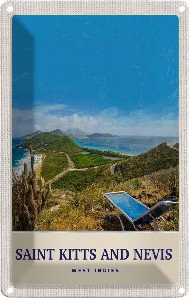 vianmo Blechschild 18x12 cm Saint Kitts Amerika USA Urlaub and Nevis Insel Bildmotiv Reisemotiv Abenteuer Reisen